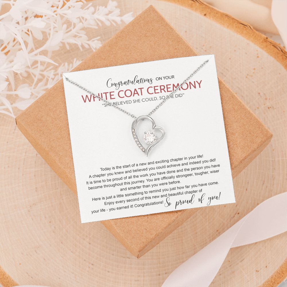 White Coat Ceremony Gift Necklace, Chiropractor White Coat Ceremony, New Doctor Gift, Gifts Congrats Graduation Pendants Gift For Daughter, Granddaughter, White Coat Ceremony Necklace Gift Forever Love Necklace