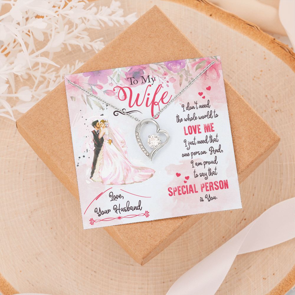 To My Wife Necklace from Husband, Personalized Necklace for Women, Luxury Necklace for Wife from Man Men, Wedding Anniversary Present For Wife, Beautiful Wife Jewelry Christmas Birthday Gift For Wife17 Forever Love Necklace