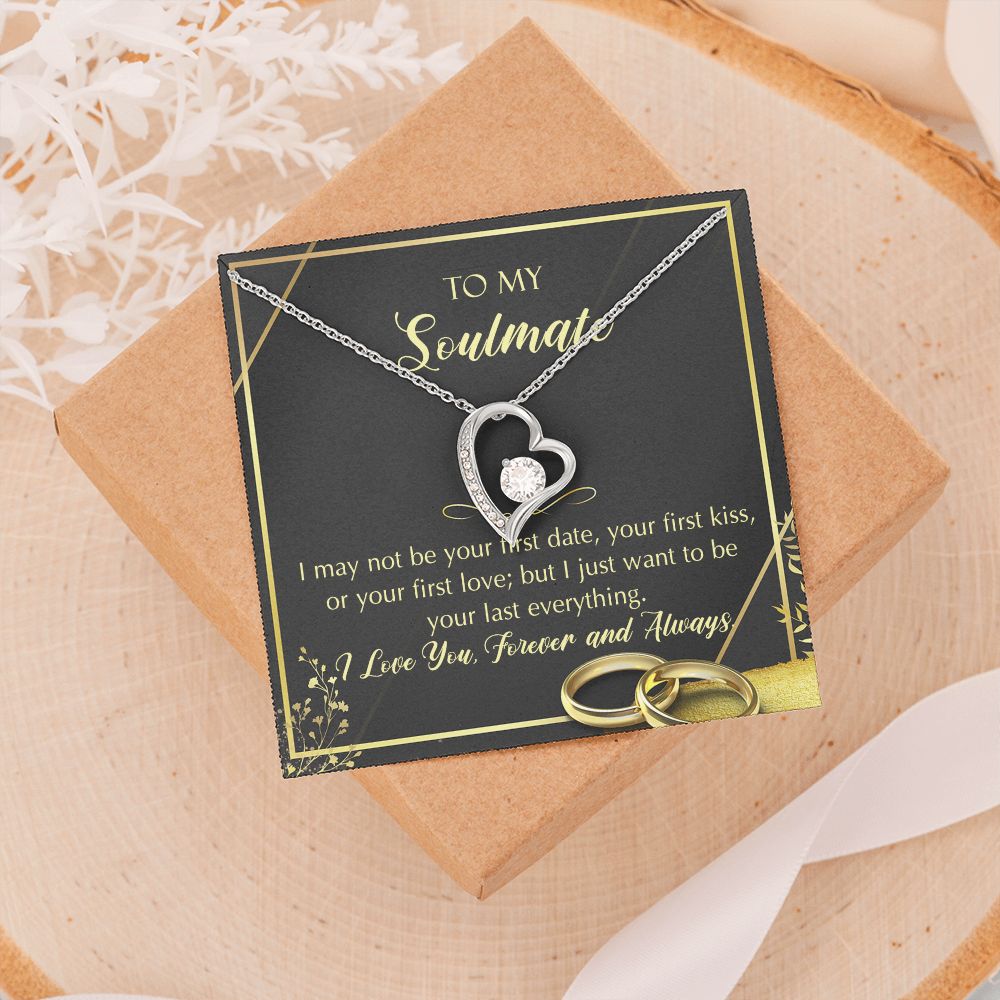 To My Soulmate Necklace for Women Birthday Christmas Jewelry Gifts For My Wife with Message Card Box Personalized Gift Present Pendant for Future Wife Soulmate Girlfriend Love 28 Forever Love Necklace