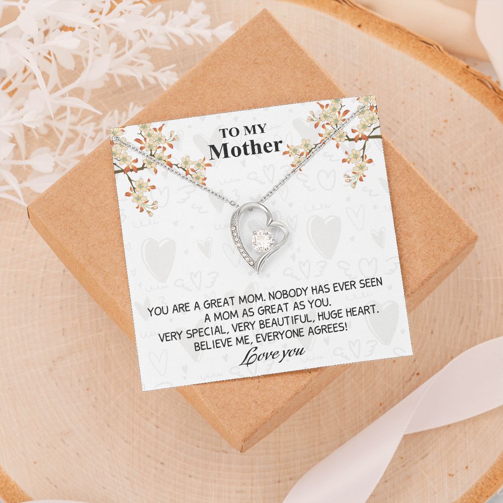 Mom Necklace Gifts for Mom from Daughter to Mom Gifts for Mothers Day from Daughter, To My Mom Necklace from Daughter to Mom Birthday Gifts Necklace with Message Card and Gift Box8 Forever Love Necklace