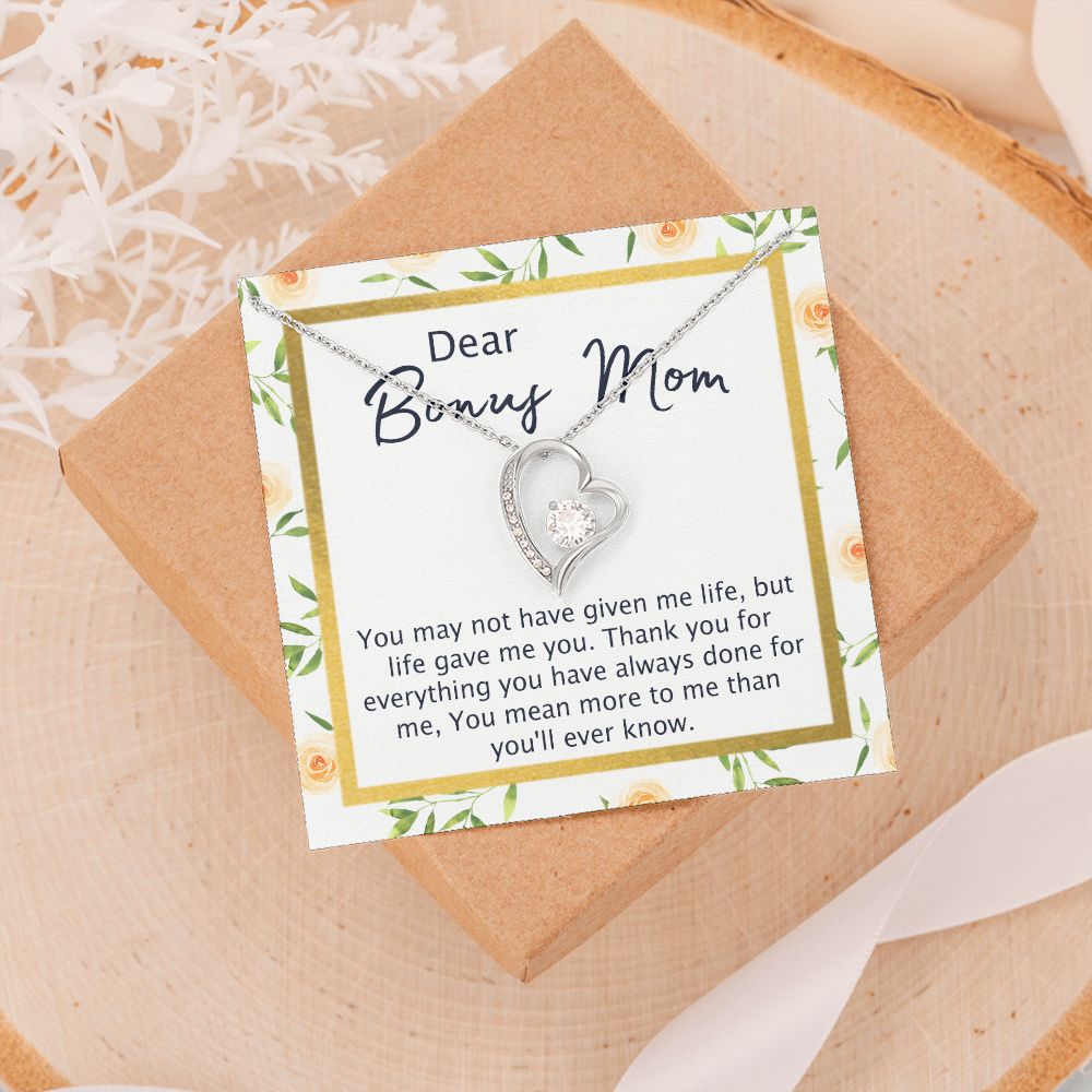 Bonus Mom Gifts, To My Bonus Mom Necklace, Bonus Mom Jewelry, Necklace for Bonus Mom, Step Daughter To Stepmother Necklace, Step Mom Necklace for Women Step Mom Mothers Day Jewelry Forever Love Necklace