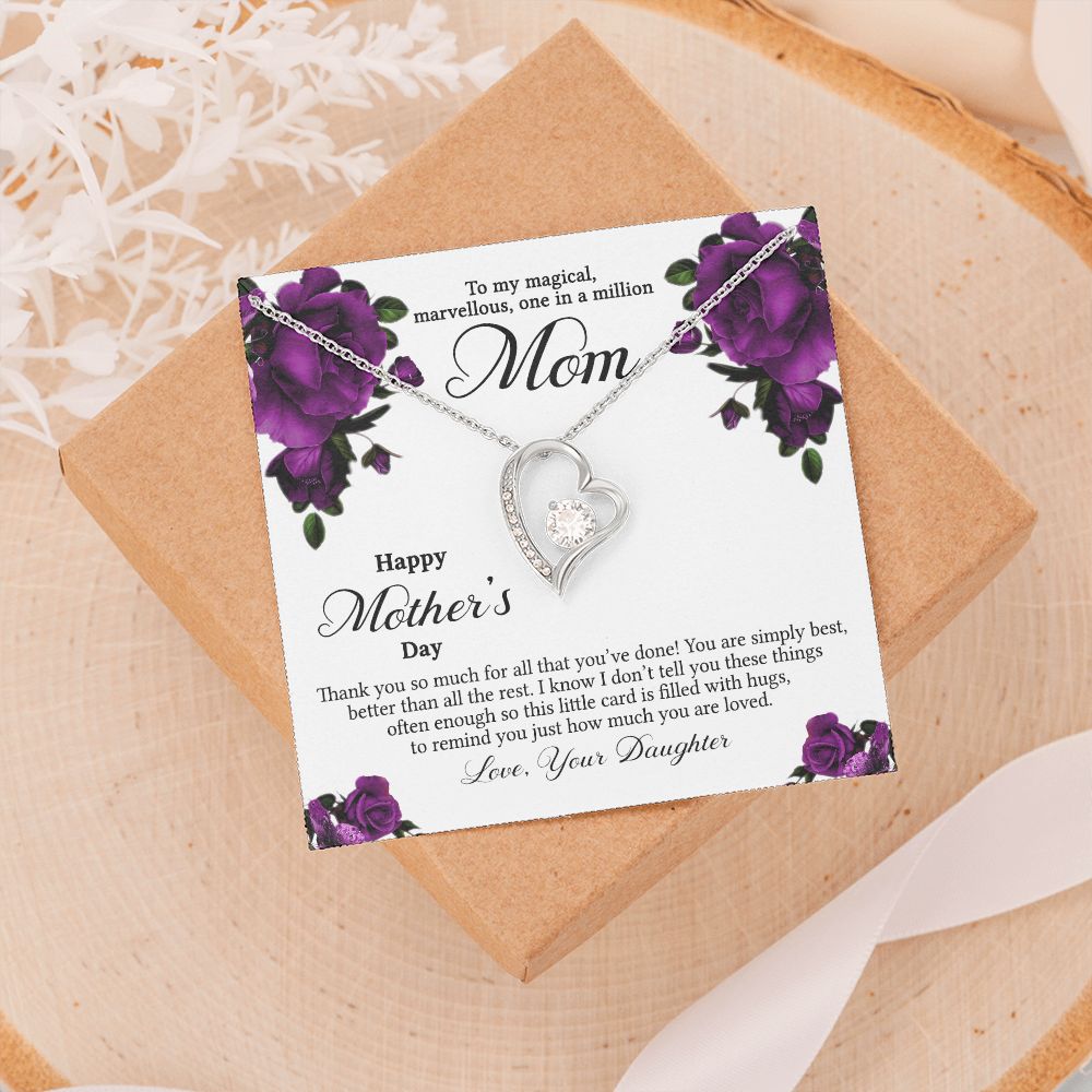 Mom Necklace Gifts for Mom from Daughter to Mom Gifts for Mothers Day from Daughter, To My Mom Necklace from Daughter to Mom Birthday Gifts Necklace with Message Card and Gift Box3 Forever Love Necklace