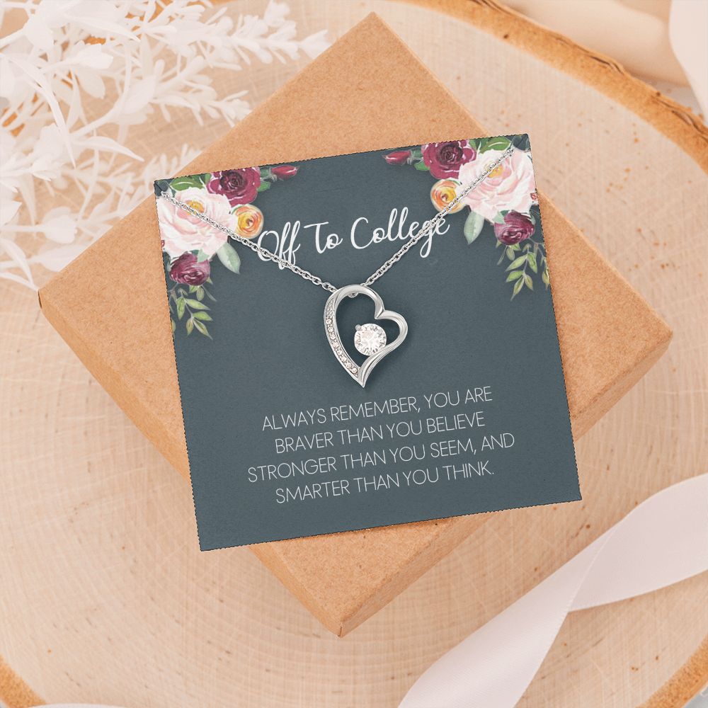 Off To College Necklace, Graduation Gifts For for Girl Congrats Graduation Pendants Gift For Daughter, Granddaughter, Niece, Sister Forever Love Necklace