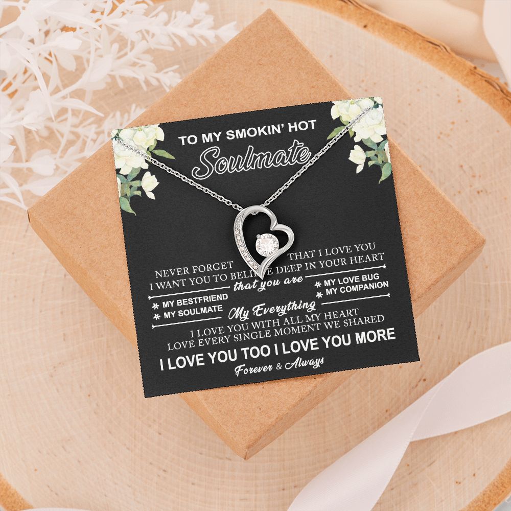 To My Smokin Hot Soulmate Necklace - Wife Gifts From Husband To My Wife Necklace, Gift for Her Romantic, Girlfriend Gifts Necklace for Wife from Men Includes Message Card and Gift Box 8 Forever Love Necklace