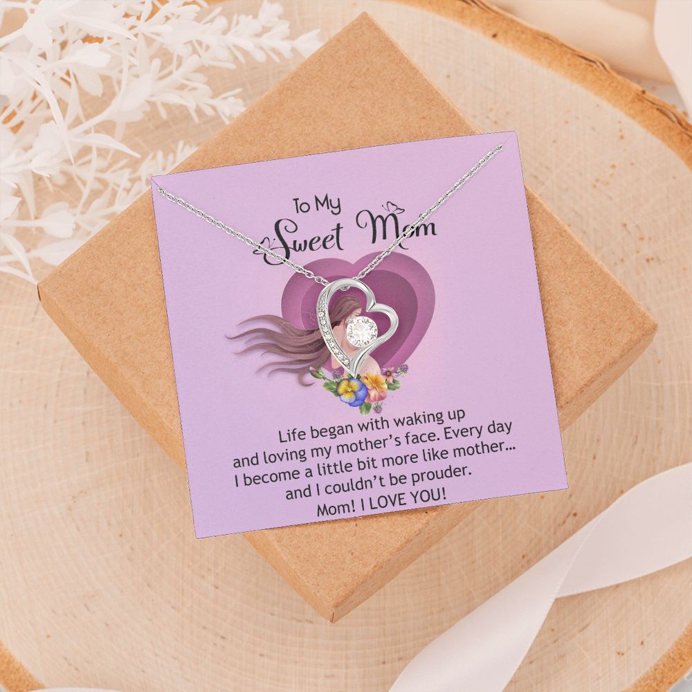 To My Sweet Mom, Sweet Mom Necklace Pendant, Mothers Day Gifts, Gift For Sweet Mom, New Mom Gifts Forever Love Necklace