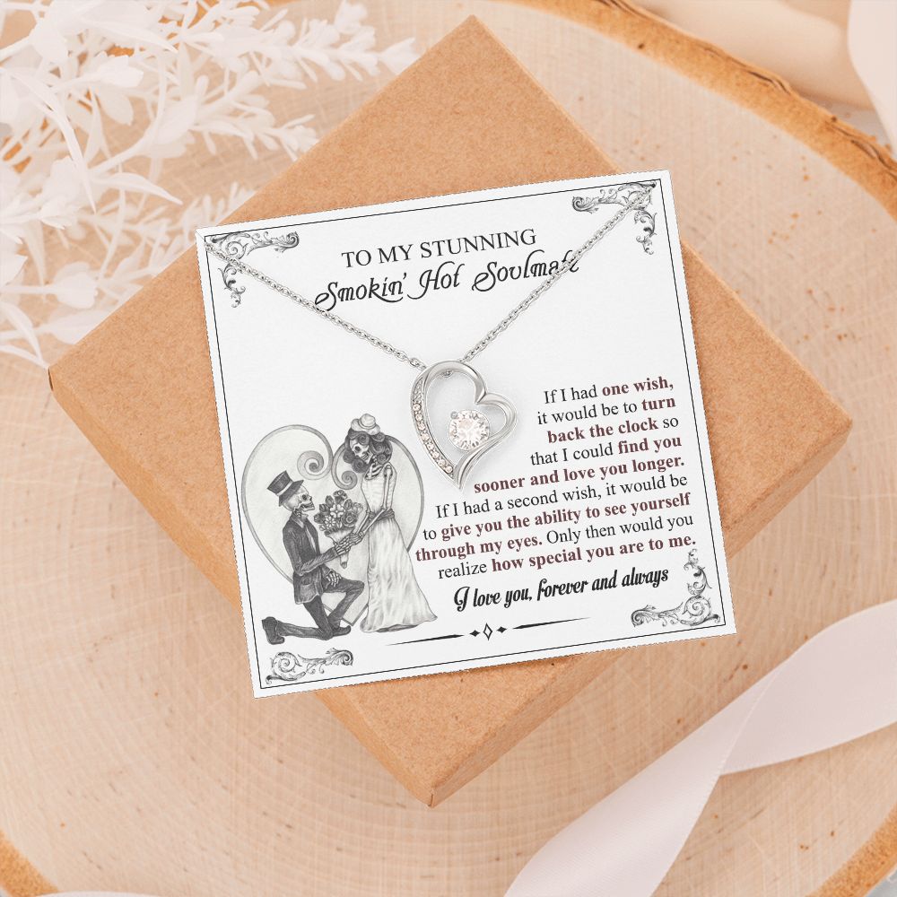 To My Soulmate Necklace for Women Birthday Valentines Day Jewelry Gifts For My Wife with Message Card Box Personalized Gift Present Pendant for Future Wife Soulmate Girlfriend Love 6 Forever Love Necklace