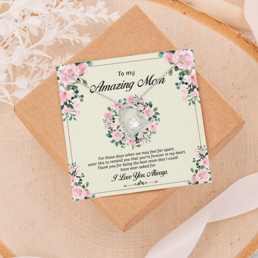 To My Mom Necklace, Gift For Mom, Mother's Day Gift from Daughter, Mom Jewelry Gift for Mothers Day, Birthday Gift for Mother, Moms Gift from Daughter Son, Necklace for Mom Mother17 Forever Love Necklace