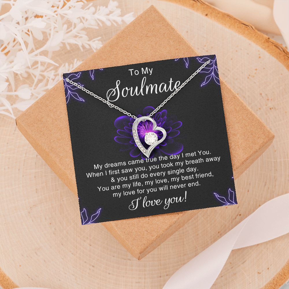 To My Soulmate Necklace for Women Birthday Christmas Jewelry Gifts For My Wife with Message Card Box Personalized Gift Present Pendant for Future Wife Soulmate Girlfriend Love 7 Forever Love Necklace