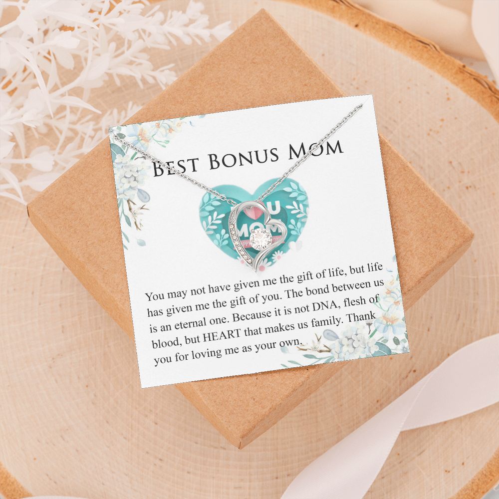 Mother Daughter Necklace as Daughter Gift from Mom, Mom Necklace as Christmas Gift for Mom from Son, Birthday Gift for Mother in Law Necklace, Bonus Mom Gifts for Step Mom Necklace Forever Love Necklace