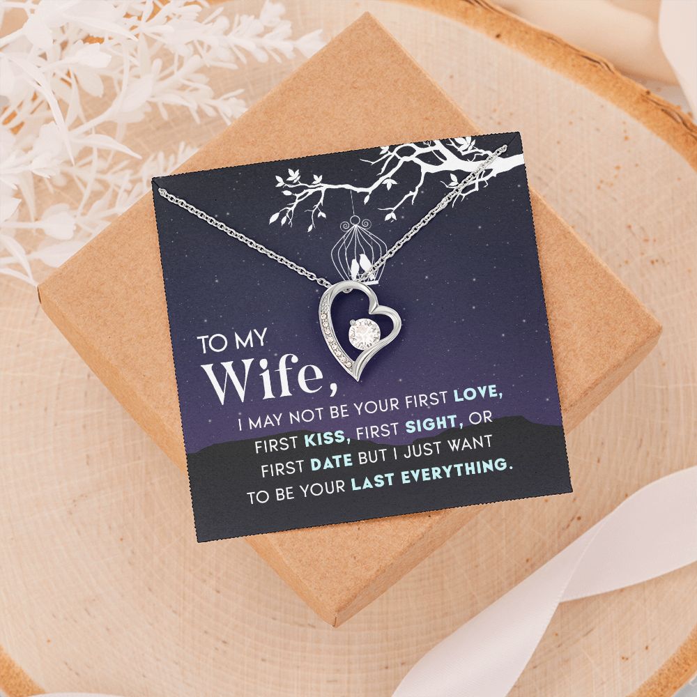 To My Wife Necklace from Husband, Personalized Necklace for Women, Luxury Necklace for Wife from Man Men, Wedding Anniversary Present For Wife, Beautiful Wife Jewelry Christmas Birthday Gift For Wife15 Forever Love Necklace