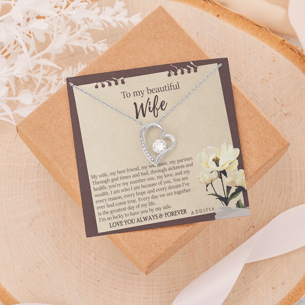 To My Wife Necklace from Husband, Personalized Necklace for Women, Luxury Necklace for Wife from Man Men, Wedding Anniversary Present For Wife, Beautiful Wife Jewelry Christmas Birthday Gifts For Wife7 Forever Love Necklace