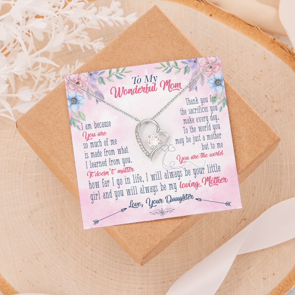 To My Wonderful Mom Necklace Pendant Gift From Daughter Necklace Gift For To Mom Happy Mother's Day Mother In Law Gift On Birthday Anniversary Gift 30821 Forever Love Necklace