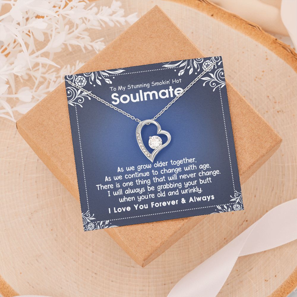To My Smokin Hot Soulmate Necklace - Wife Gifts From Husband To My Wife Necklace, Gift for Her Romantic, Girlfriend Gifts Necklace for Wife from Men Includes Message Card and Gift Box 5 Forever Love Necklace