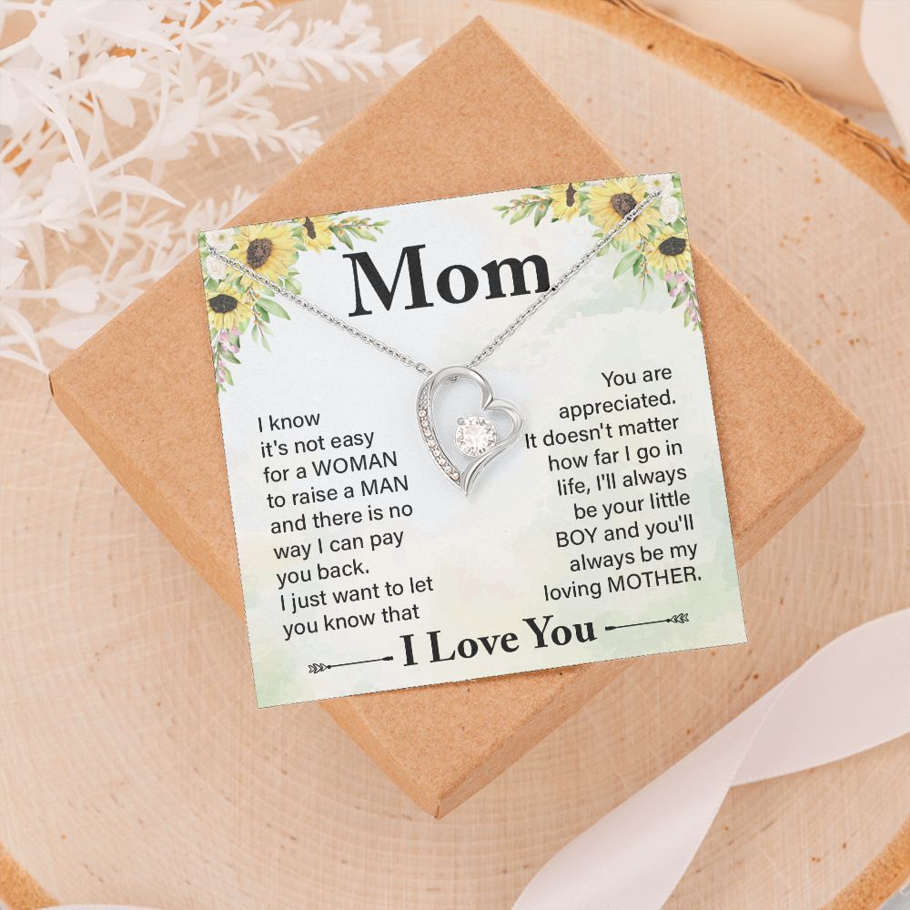 To My Mom Necklace, Gift For Mom, Mother's Day Gift from Daughter, Mom Jewelry Gift for Mothers Day, Birthday Gift for Mother, Moms Gift from Daughter Son, Necklace for Mom Mother 20 Forever Love Necklace