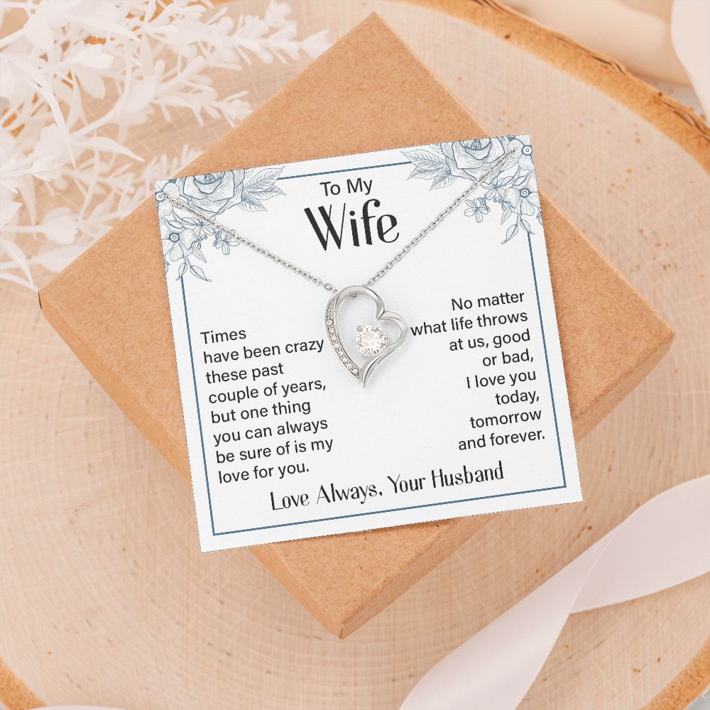 To My Wife Necklace from Husband, Personalized Necklace for Women, Luxury Necklace for Wife from Man Men, Wedding Anniversary Present For Wife, Beautiful Wife Jewelry Christmas Birthday Gift For Wife20 Forever Love Necklace
