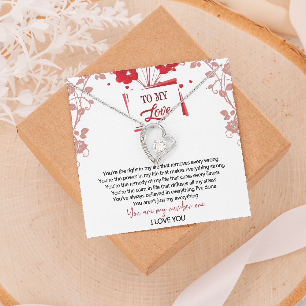 To My Love Interlocking Hearts Necklace With Box Message Card, Gift For My Love Forever Love Necklace