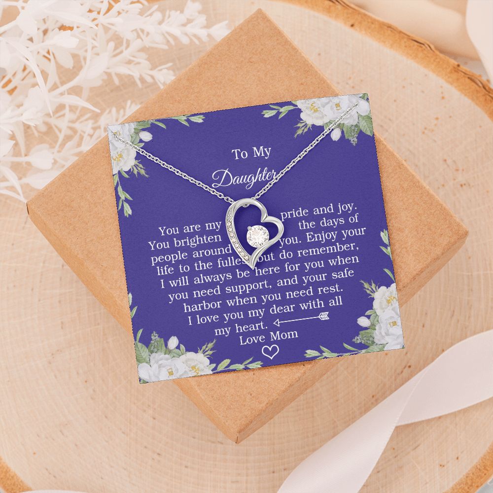 Mother Daughter Gift Ideas, To My Daughter Gift Necklace from Mom, Jewelry Pendant Present for Daughter, Birthday Christmas Gift Graduation Gifts for Daughters, Mother and Daughter Necklace 2137 Forever Love Necklace