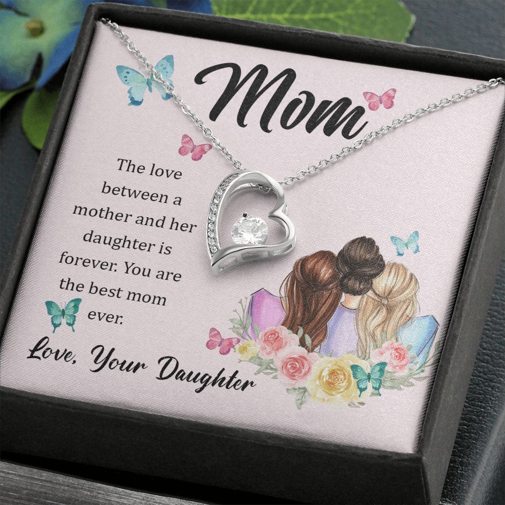 Mom Necklace Gifts for Mom from Daughter to Mom Gifts for Mothers Day from Daughter, To My Mom Necklace from Daughter to Mom Birthday Gifts Necklace with Message Card and Gift Box21 Forever Love Necklace