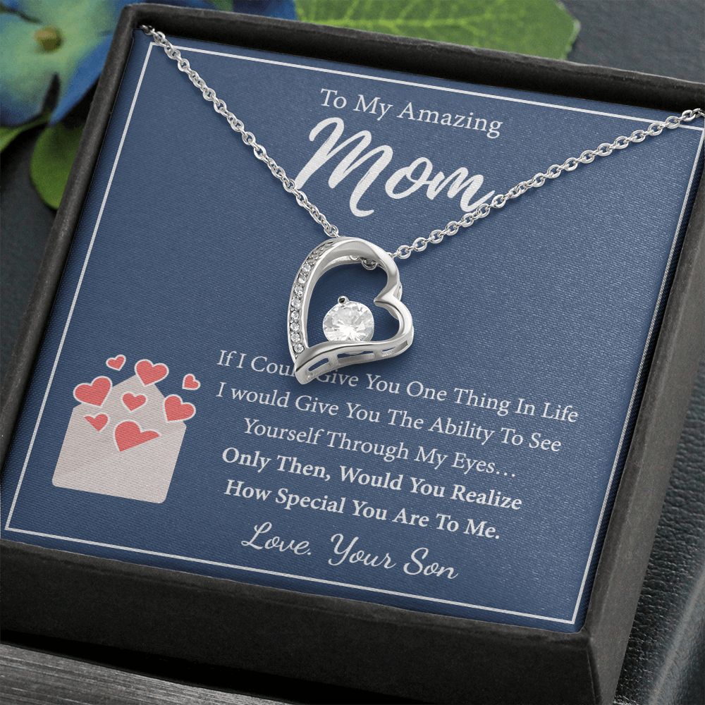 Mom Necklace Gifts for Mom from Daughter to Mom Gifts for Mothers Day from Daughter, To My Mom Necklace from Daughter to Mom Birthday Gifts Necklace with Message Card and Gift Box2238 Forever Love Necklace
