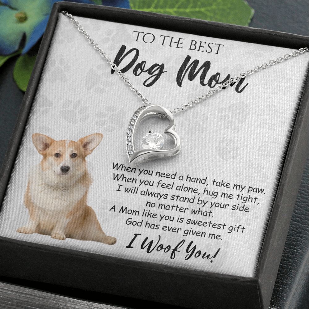 To The Best Corgi Dog Mom Knot Necklace Mother's Day Gift , I Woof You Quote Gift Card, Message Card Jewelry For Dog Lovers, Necklace For Mom Forever Love Necklace