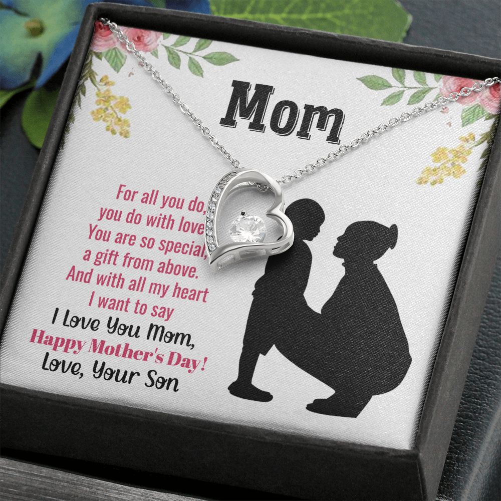 To My Mom Necklace, Gift For Mom, Mother's Day Gift from Daughter, Mom Jewelry Gift for Mothers Day, Birthday Gift for Mother, Moms Gift from Daughter Son, Necklace for Mom Mother22 Forever Love Necklace