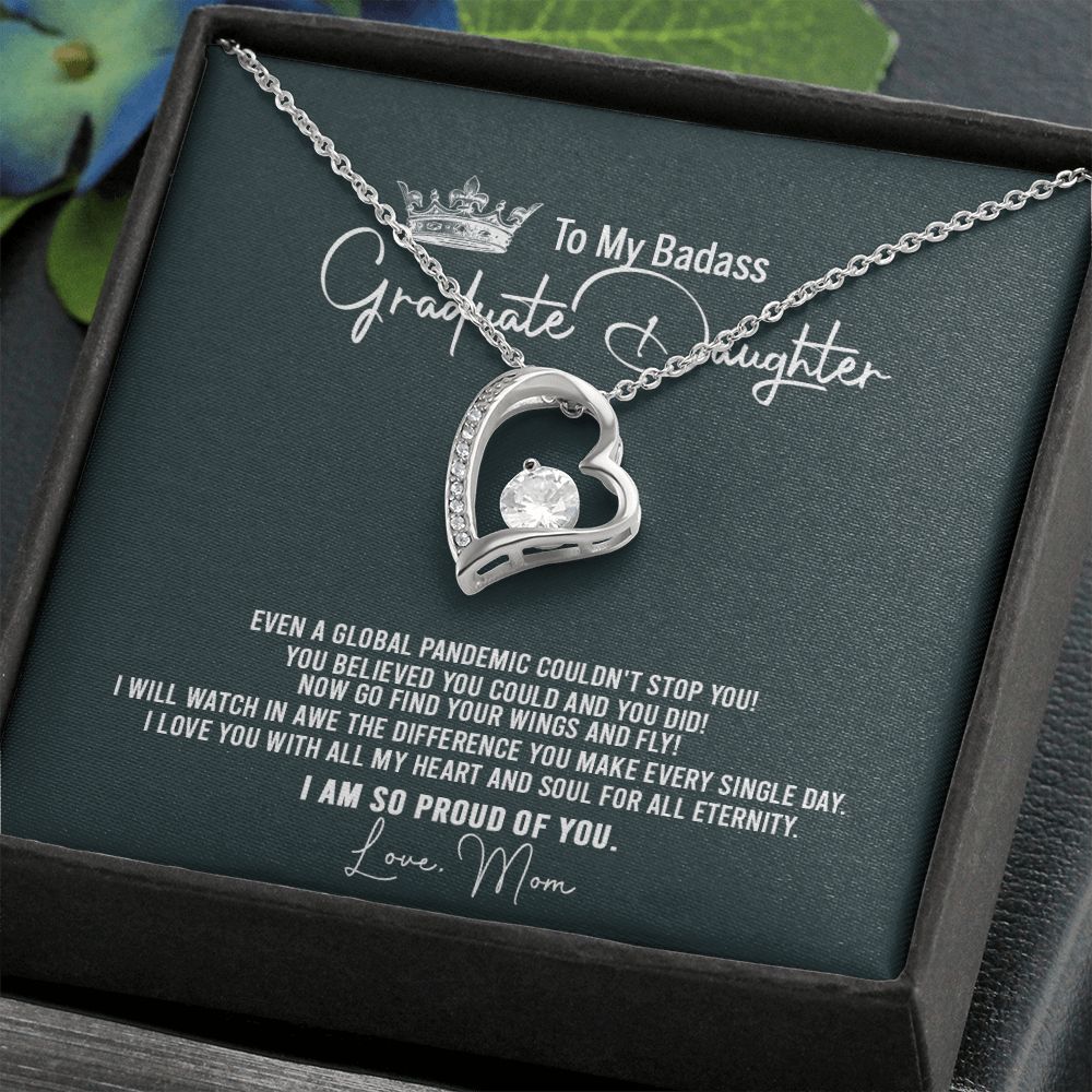 Badass Graduation Daughter Gift From Mom, Graduation Gift, Necklace Congrats Graduation Pendants Gift For Daughter, Daughter In law, Daughter Necklace From Mom Forever Love Necklace