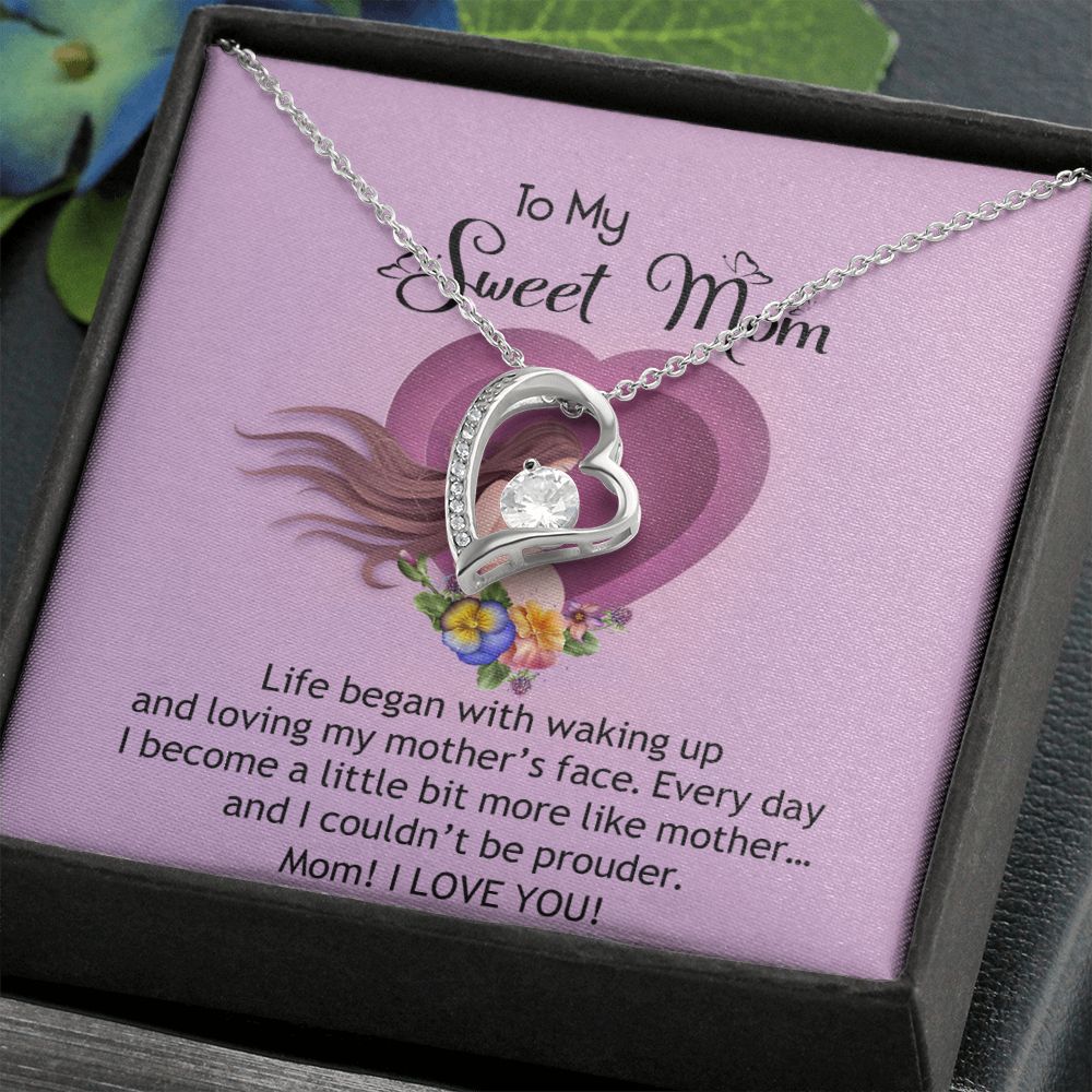 To My Sweet Mom, Sweet Mom Necklace Pendant, Mothers Day Gifts, Gift For Sweet Mom, New Mom Gifts Forever Love Necklace