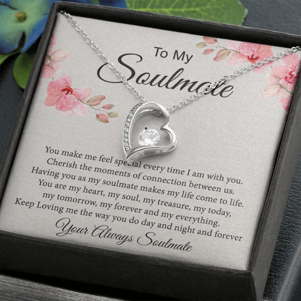 To My Soulmate Necklace for Women Birthday Christmas Jewelry Gifts For My Wife with Message Card Box Personalized Gift Present Pendant for Future Wife Soulmate Girlfriend Love 27 Forever Love Necklace