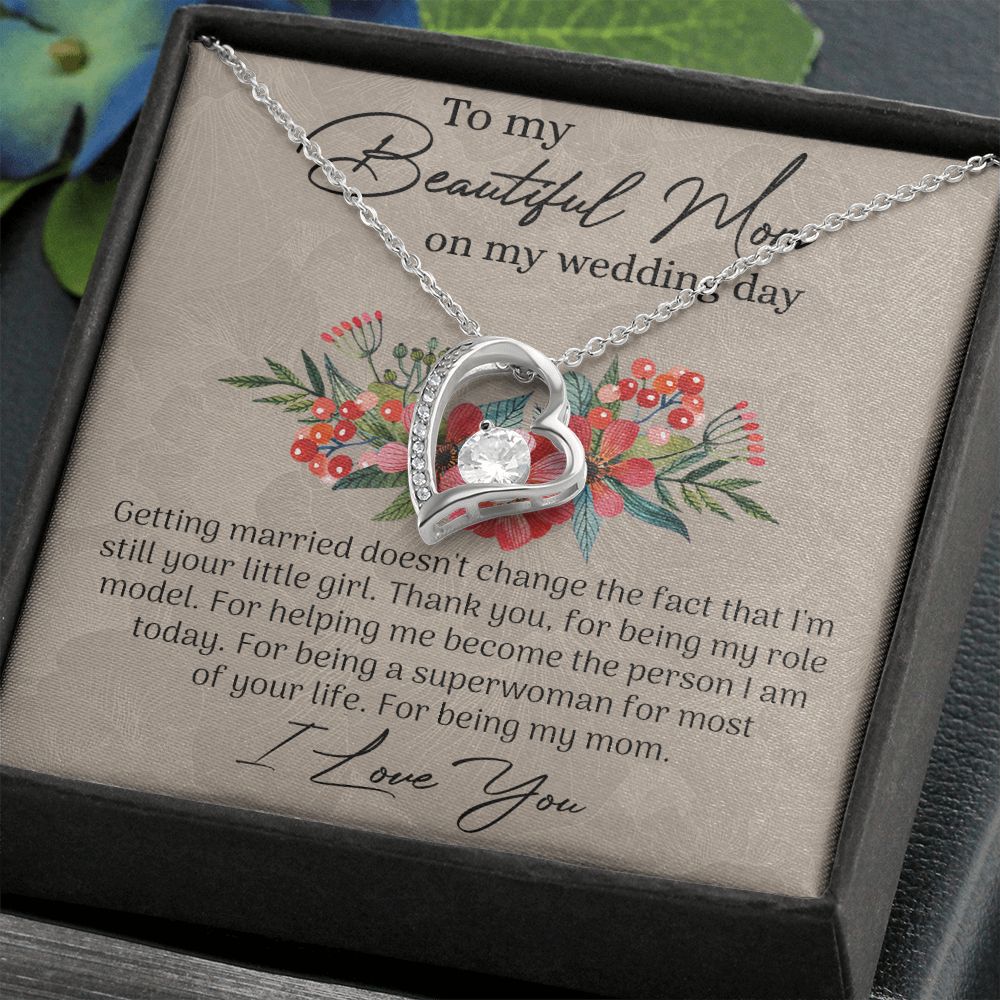 Mom Wedding Gift from Bride, Gift for Mom on Wedding Day, Mother of the Bride Necklace, Wedding Gift for Mom, Bride to Mom Gift Forever Love Necklace