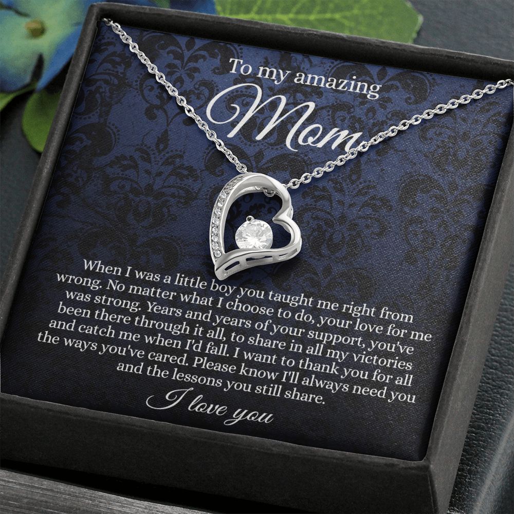 Gift for Mom Necklace, To My Beautiful Mom Love Knot Necklace Card, Mother’s Day Gift For Mom From Son, Thank You Mom Gift, Custom Jewelry Necklace For Mom Forever Love Necklace