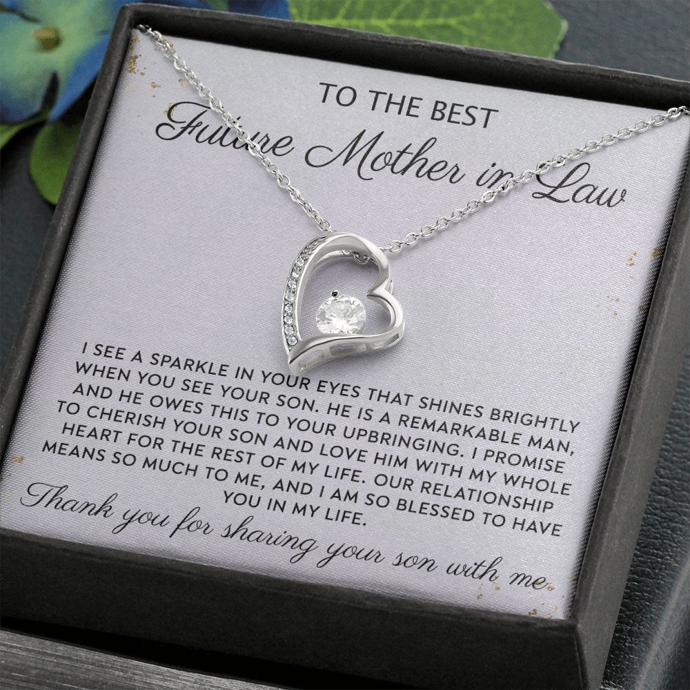 Gift to MIL Mother of the Groom Gift From Bride Wedding Gift Pendants from Bride Gifts for Mom Mother of the Bride Necklace Unique Groom Mom Forever Love Necklace