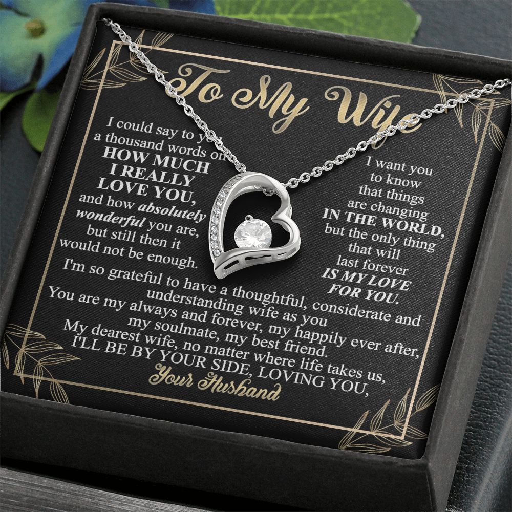 Birthday Gifts For Wife, Necklace Gifts For Wife From Husband, To My Wife Jewelry For Women , To My Wife Necklace  from Husband Wedding Anniversary Present For Wife, Beautiful Wife Jewelry Christmas13 Forever Love Necklace