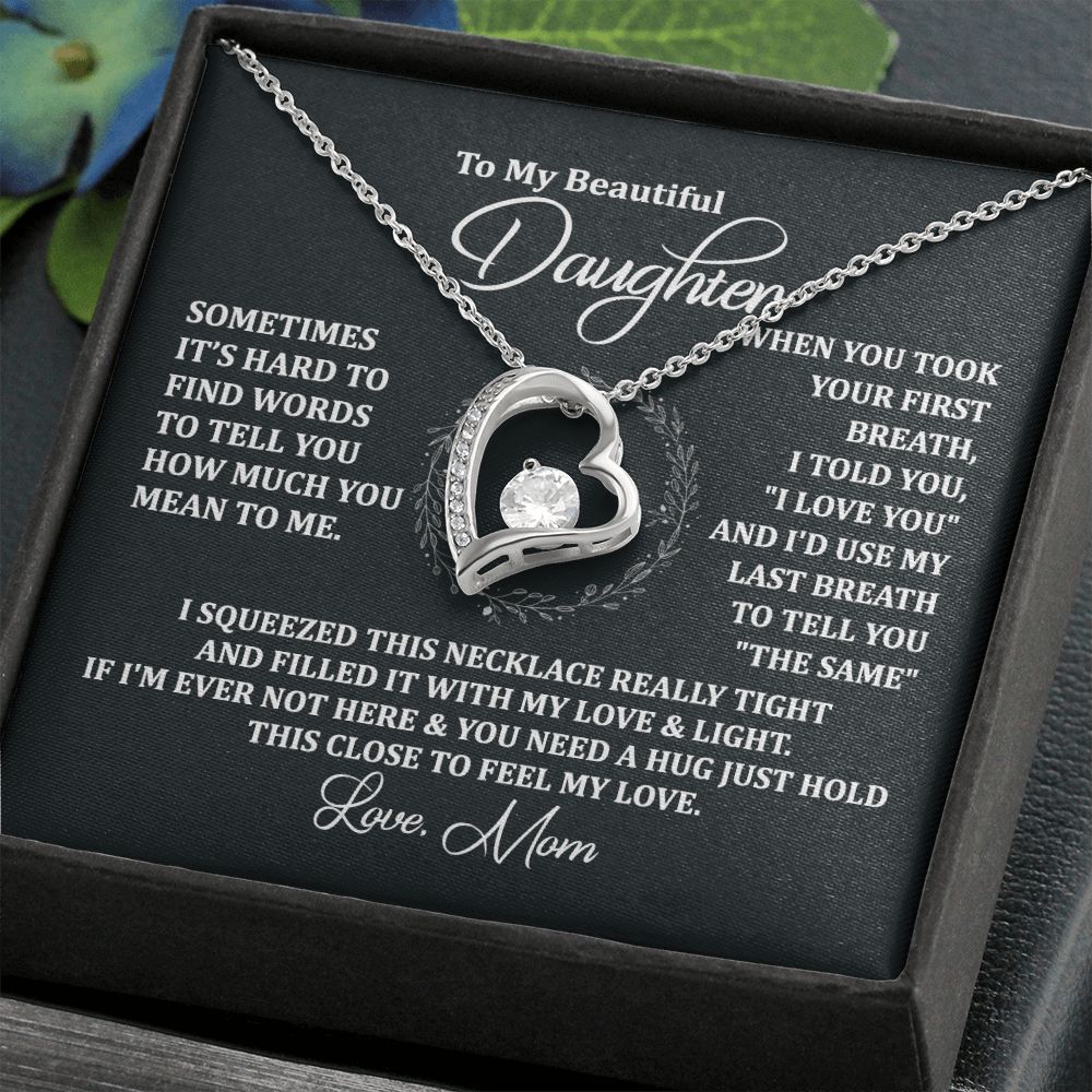 Mother Daughter Gift Ideas, To My Daughter Gift Necklace from Mom, Jewelry Pendant Present for Daughter, Birthday Christmas Gift Graduation Gifts for Daughters, Mother and Daughter Necklace 2135 Forever Love Necklace