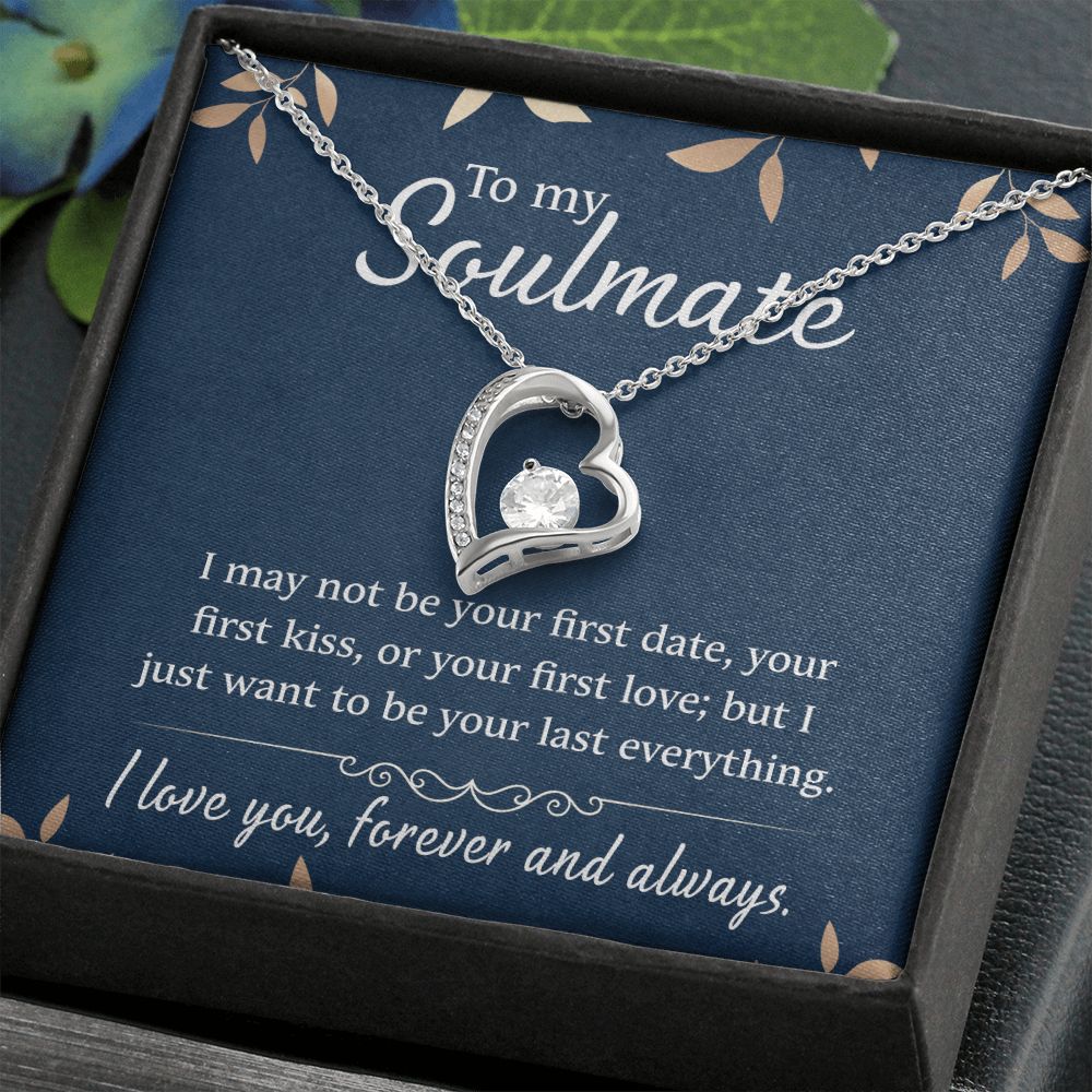 To My Soulmate Necklace for Women Birthday Christmas Jewelry Gifts For My Wife with Message Card Box Personalized Gift Present Pendant for Future Wife Soulmate Girlfriend Love 21 Forever Love Necklace
