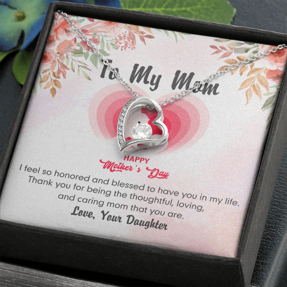To My Mom Necklace Pendant Gift From Daughter And Happy Mother's Day Gift For Mom Birthday, Anniversary Thank You Forever Love Necklace