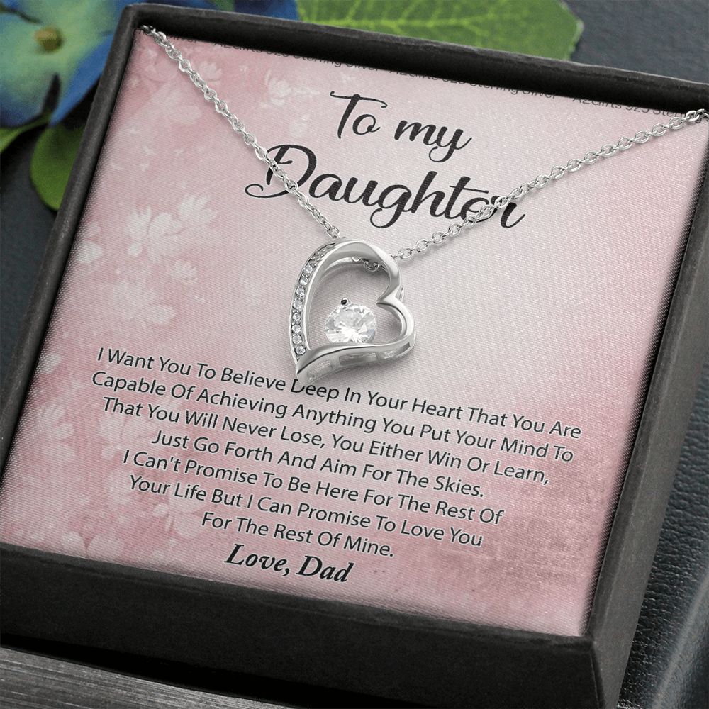 To My Daughter Necklace Gift From Mom I Love You Forever and Always Hearts Necklace For Daughter Present for Birthday Anniversary Christmas Valentine's Day Forever Love Necklace