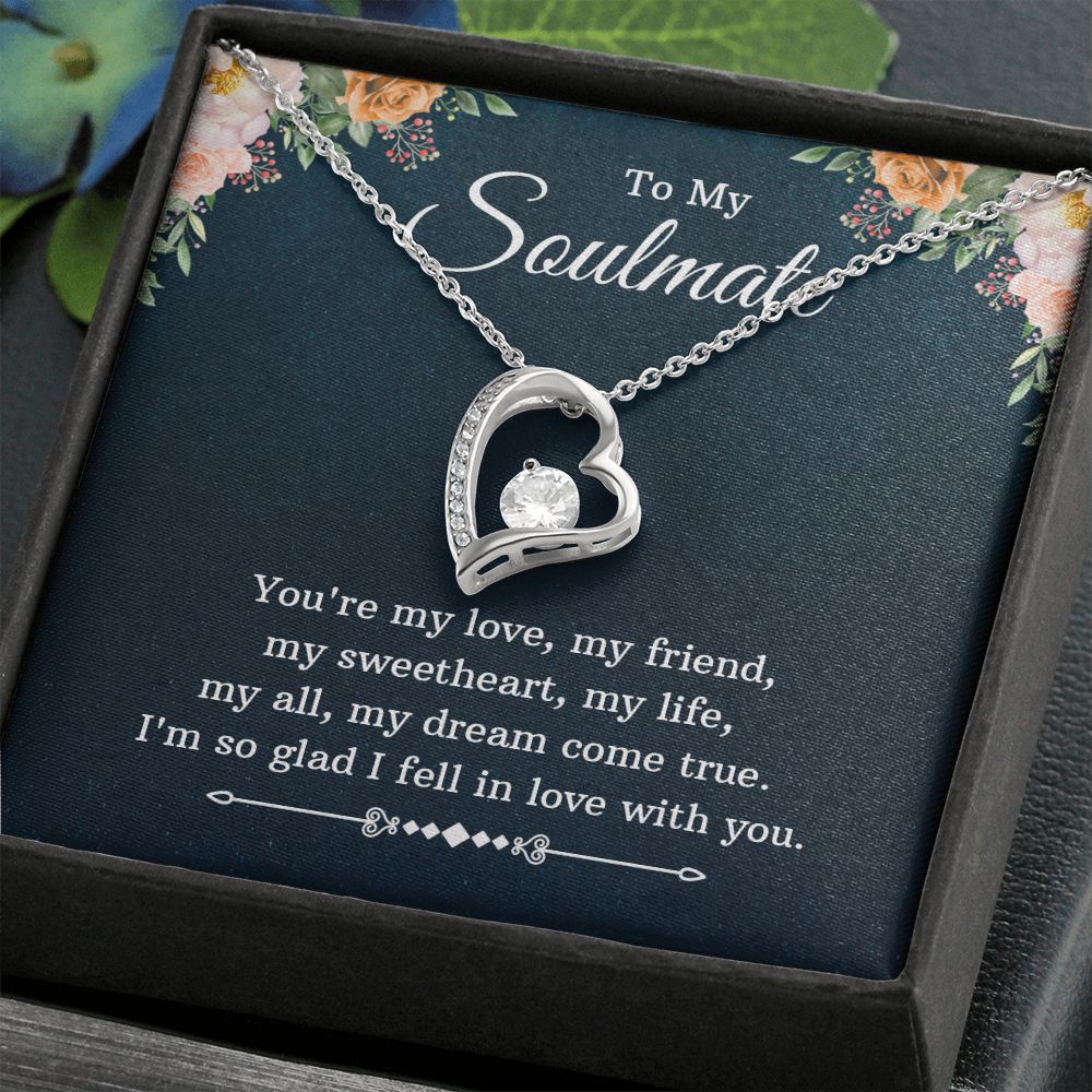 To My Soulmate Necklace for Women Birthday Christmas Jewelry Gifts For My Wife with Message Card Box Personalized Gift Present Pendant for Future Wife Soulmate Girlfriend Love 10 Forever Love Necklace