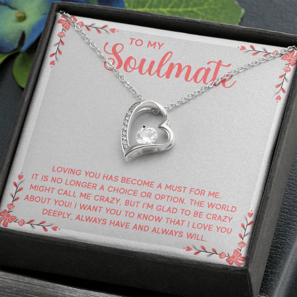 To My Soulmate Necklace for Women Birthday Christmas Jewelry Gifts For My Wife with Message Card Box Personalized Gift Present Pendant for Future Wife Soulmate Girlfriend Love 14 Forever Love Necklace