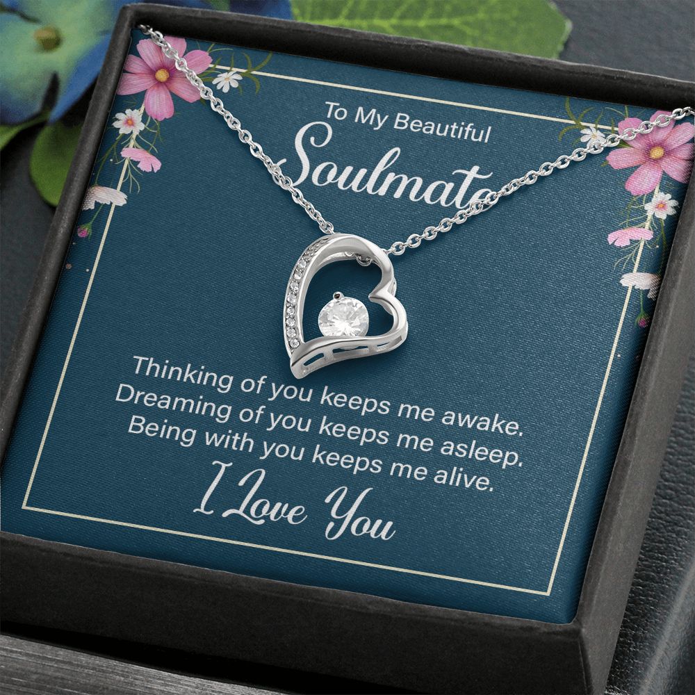 To My Soulmate Necklace for Women Birthday Christmas Jewelry Gifts For My Wife with Message Card Box Personalized Gift Present Pendant for Future Wife Soulmate Girlfriend Love 13 Forever Love Necklace