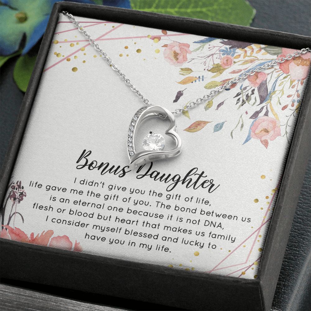 Bonus Daughter Gifts From Stepdad, Step Daughter Gifts From Stepmom, Stepdaughter Gifts From Stepdad, Father Stepdaughter Necklace, To My Bonus Daughter Necklaces, Christmas Gifts For Bonus2 Forever Love Necklace