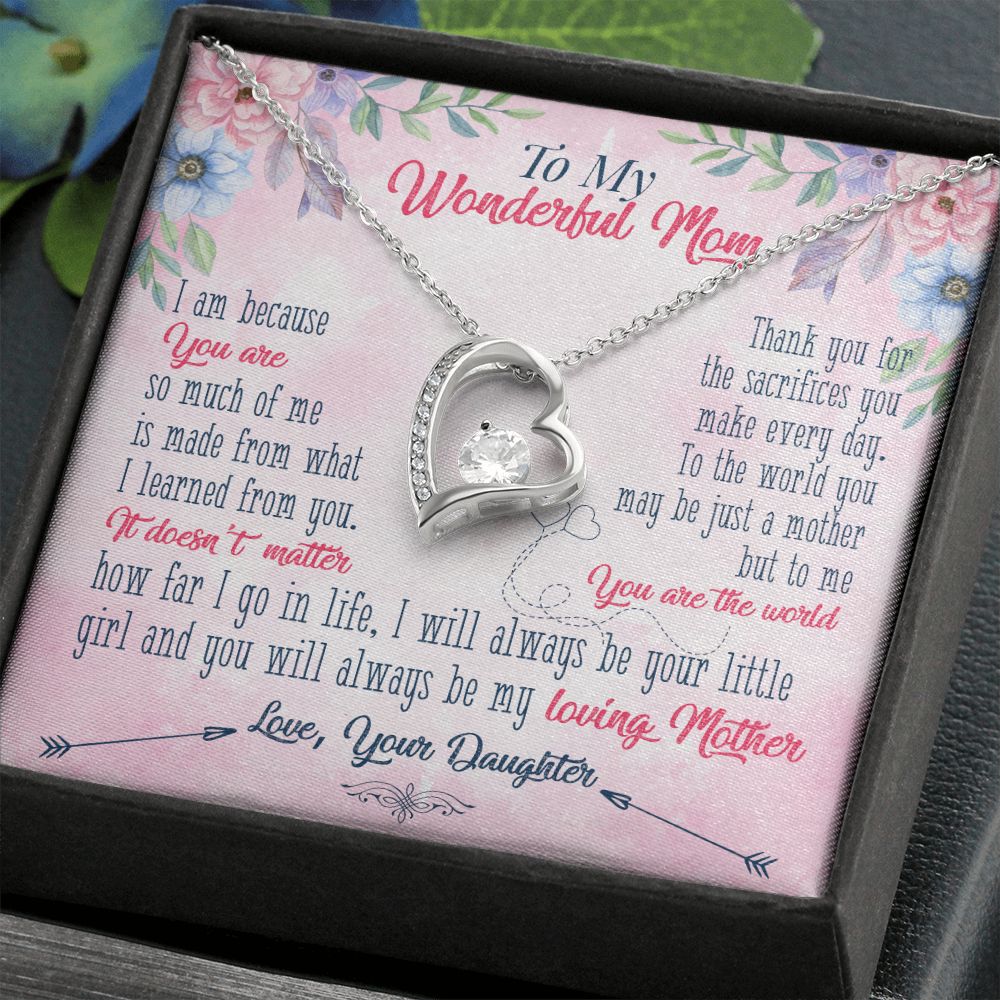 To My Wonderful Mom Necklace Pendant Gift From Daughter Necklace Gift For To Mom Happy Mother's Day Mother In Law Gift On Birthday Anniversary Gift 30821 Forever Love Necklace