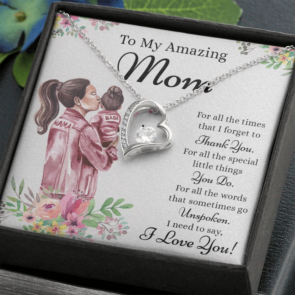 Mom Necklace Gifts for Mom from Daughter to Mom Gifts for Mothers Day from Daughter, To My Mom Necklace from Daughter to Mom Birthday Gifts Necklace with Message Card and Gift Box2240 Forever Love Necklace