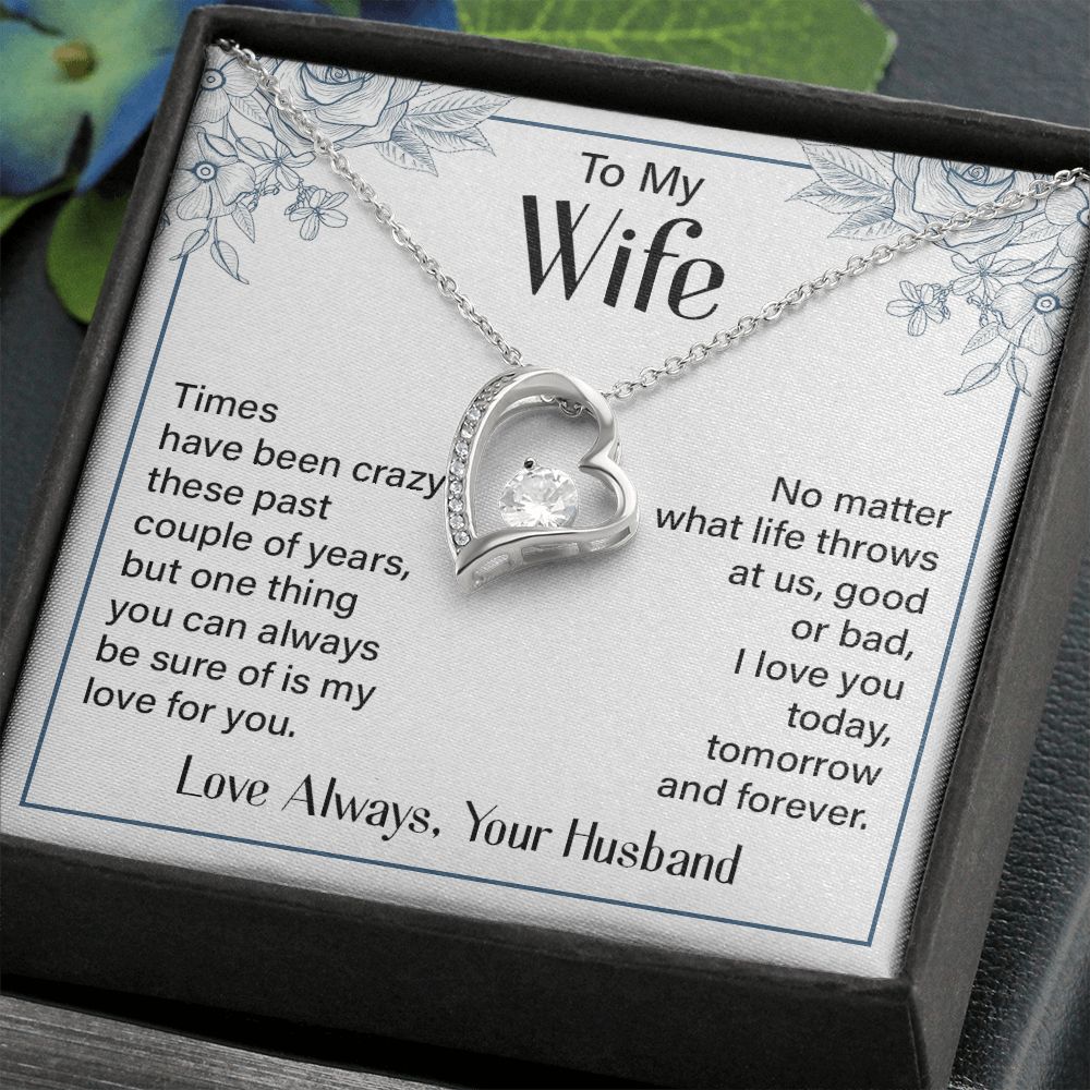 To My Wife Necklace from Husband, Personalized Necklace for Women, Luxury Necklace for Wife from Man Men, Wedding Anniversary Present For Wife, Beautiful Wife Jewelry Christmas Birthday Gift For Wife20 Forever Love Necklace