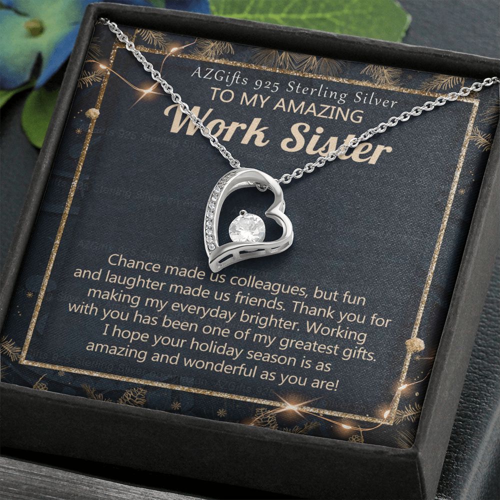 To My Work Sister Necklace Gift for Colleague Christmas Necklace for Work Sister from Co-Worker Christmas Pendant Gift for Colleague Christmas Jewelry Gift for Her Women 301 Forever Love Necklace