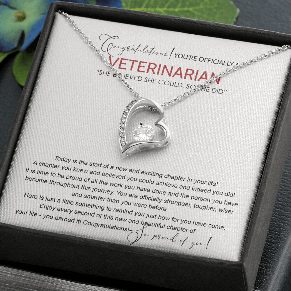 Veterinarian Graduation Gift Necklace, Doctor of Veterinary Medicine Degree Graduation Gifts Necklace Congrats Graduation Pendants Veterinarian Necklace Gift For Her Daughter Granddaughter Forever Love Necklace