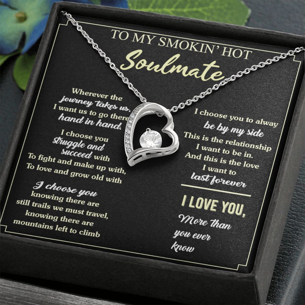 To My Soulmate Necklace for Women Birthday Valentines Day Jewelry Gifts For My Wife with Message Card Box Personalized Gift Present Pendant for Future Wife Soulmate Girlfriend Love 7 Forever Love Necklace