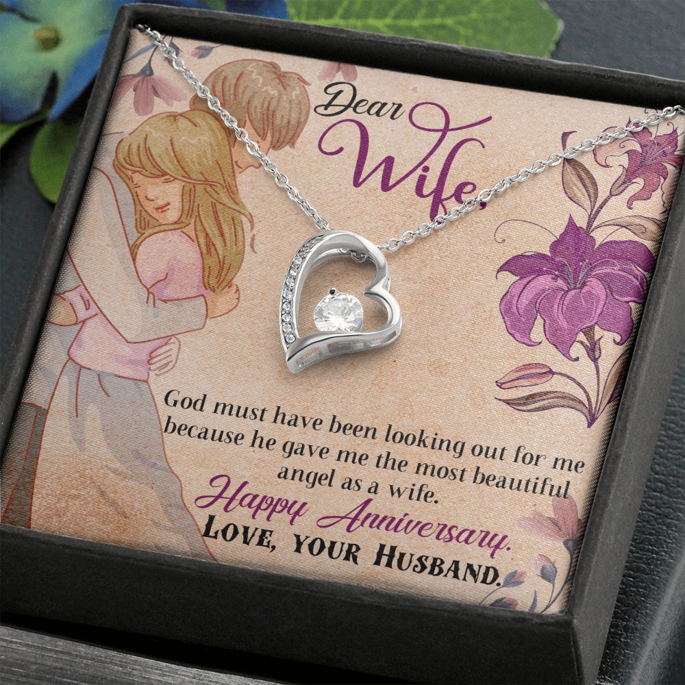 To My Wife Necklace, Wedding Anniversary Jewelry For Women, Necklace For Wife from Husband, Gift For Wife Birthday Gifts From Husband Necklace, Jewelry With Message Card In A Gift Box7 Forever Love Necklace