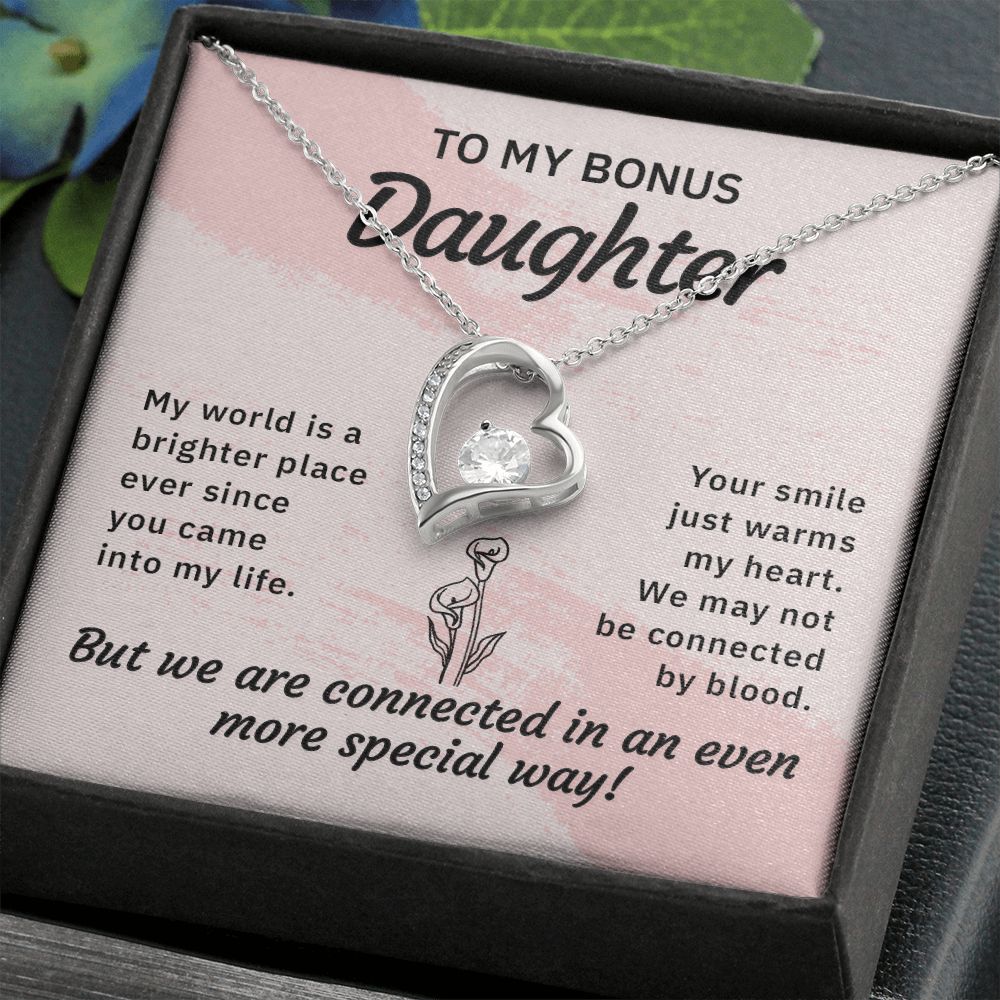 Bonus Daughter Gifts From Stepdad, Step Daughter Gifts From Stepmom, Stepdaughter Gifts From Stepdad, Father Stepdaughter Necklace, To My Bonus Daughter Necklaces, Christmas Gifts For Bonus11 Forever Love Necklace