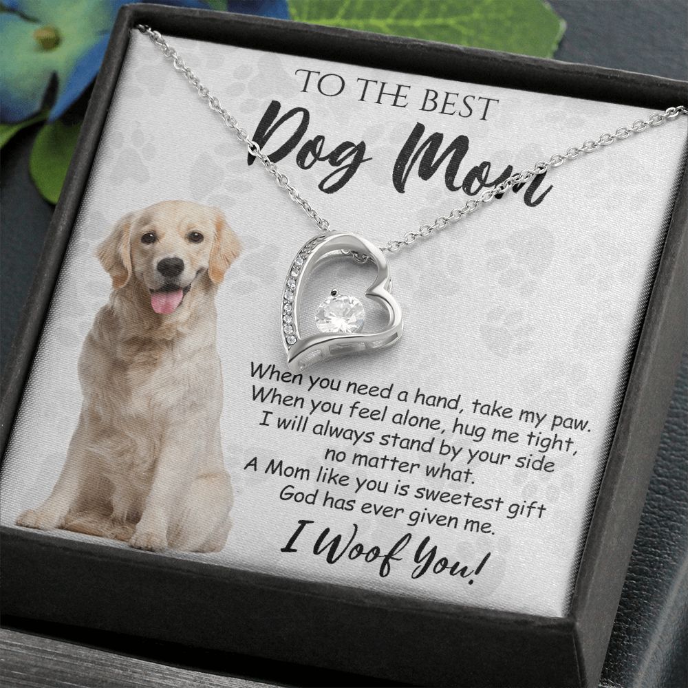 To The Best Golden Retriever Dog Mom Knot Necklace Mother's Day Gift , I Woof You Gift Card, Message Card Jewelry For Dog Lovers, Necklace For Mom Forever Love Necklace