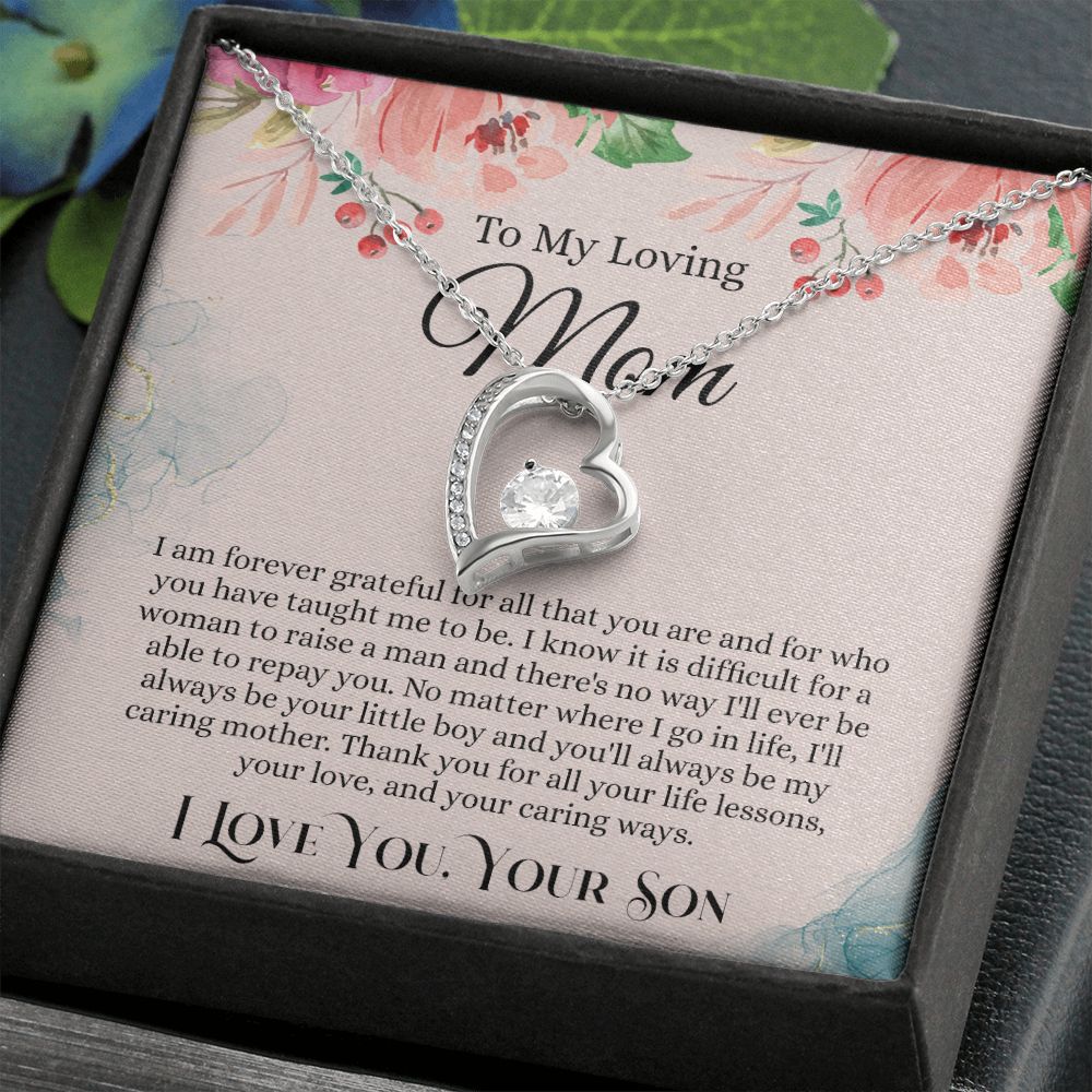 To My Loving Mom Necklace, Mom Gift From Son, Mom Necklace, Gift For Mom From Son, Mom Mother's Day Gift From Son, Mom Birthday Gift From Son, To My Mom Gift, Necklace for Women Forever Love Necklace